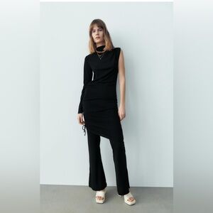 Bloggers fave Zara One Shoulder black dress Small NEW NWT